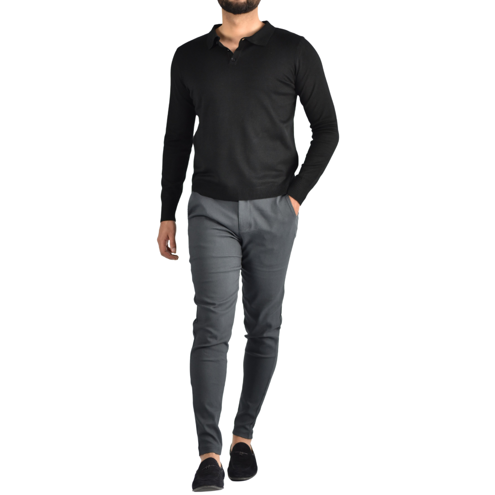 Polo Long Sleeve in Black