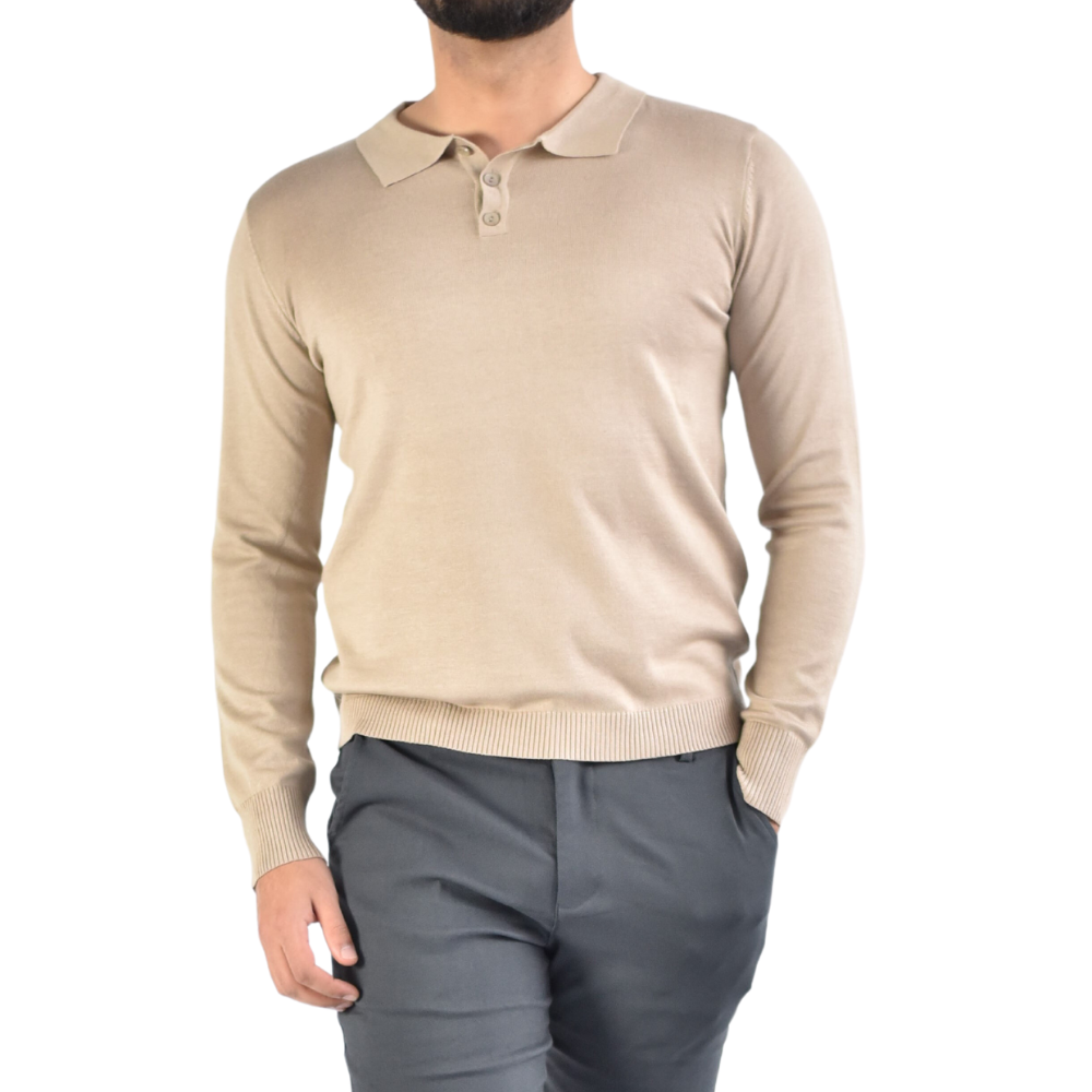 Polo Long Sleeve in Beige