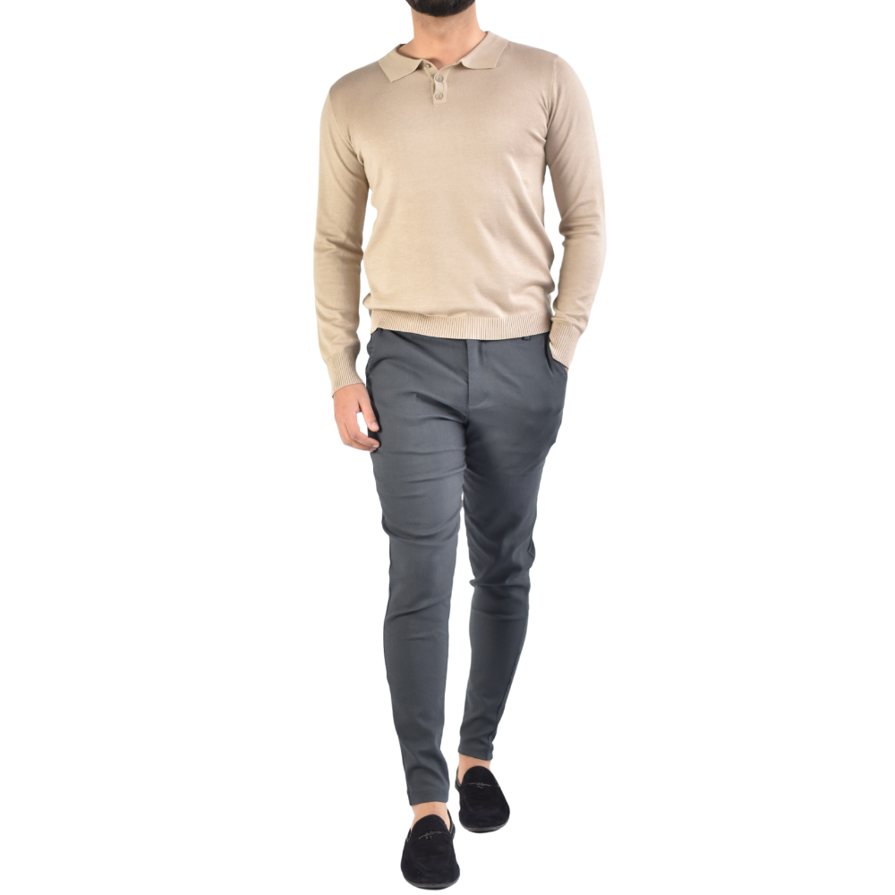 Polo Long Sleeve in Beige