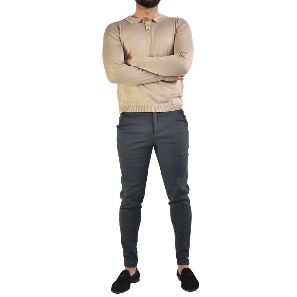 Polo Long Sleeve in Beige