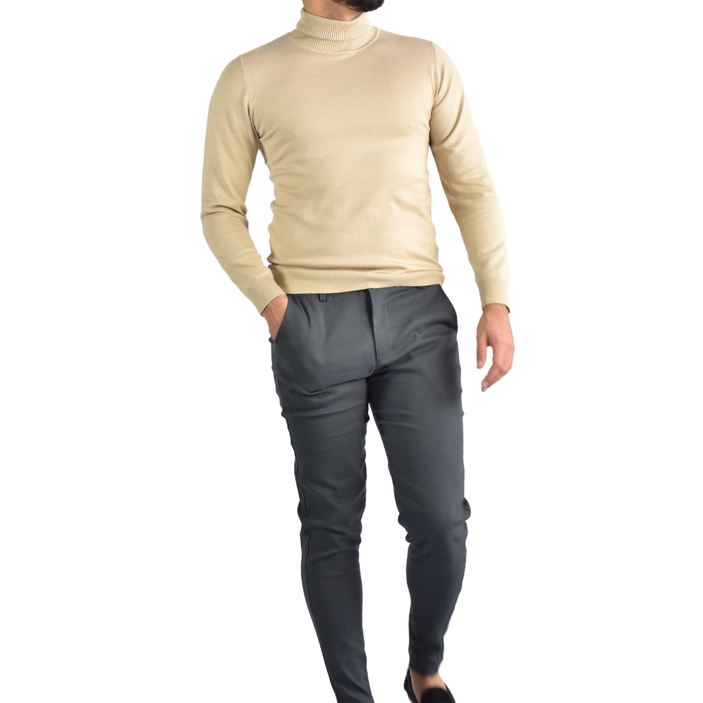 Turtleneck Wool in Beige