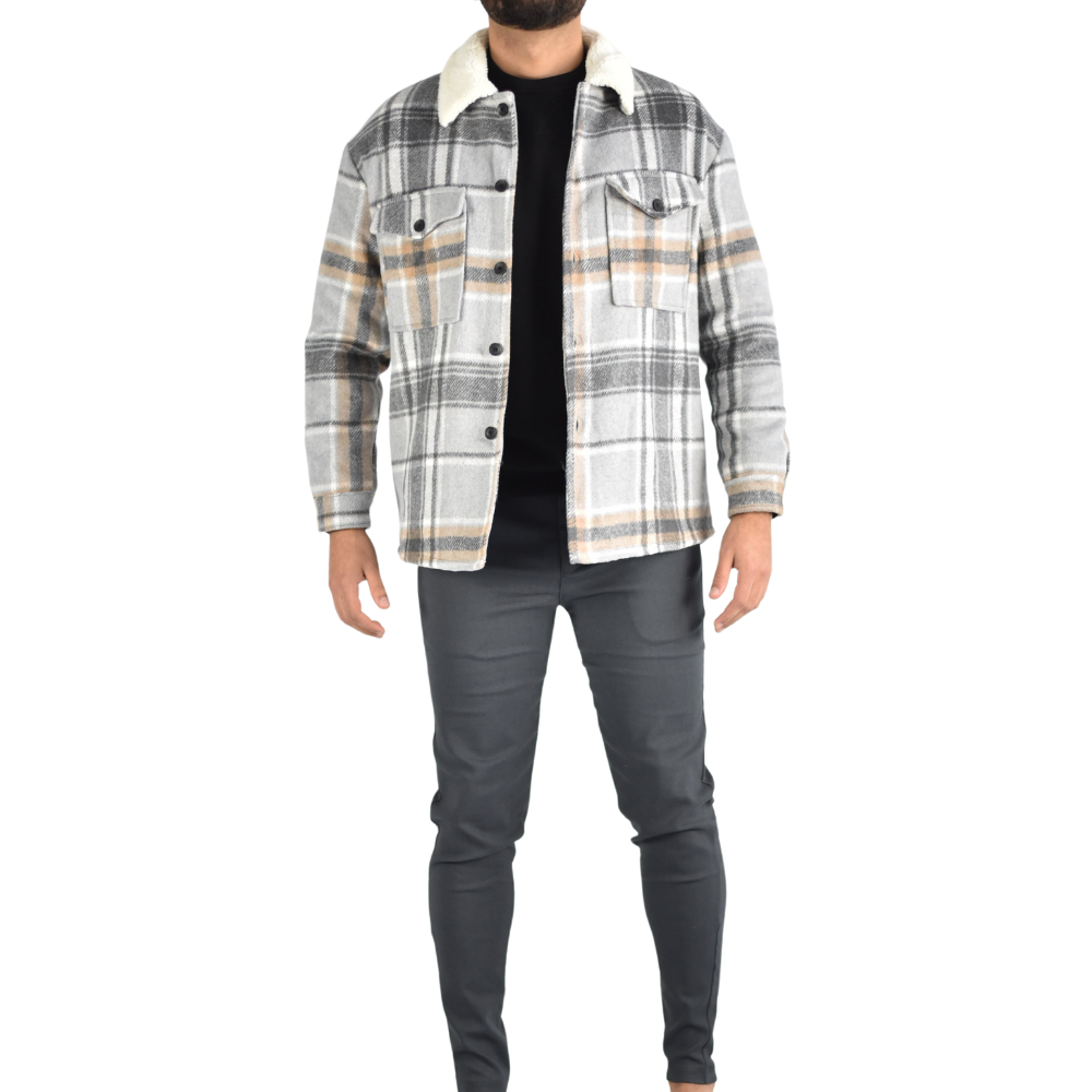 Vest Overhemd Wooly Squared in Grey