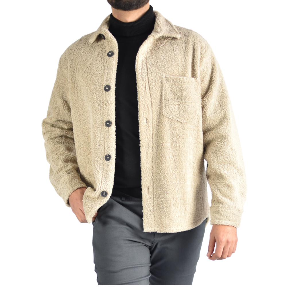 Vest Wooly Overhemd in Beige