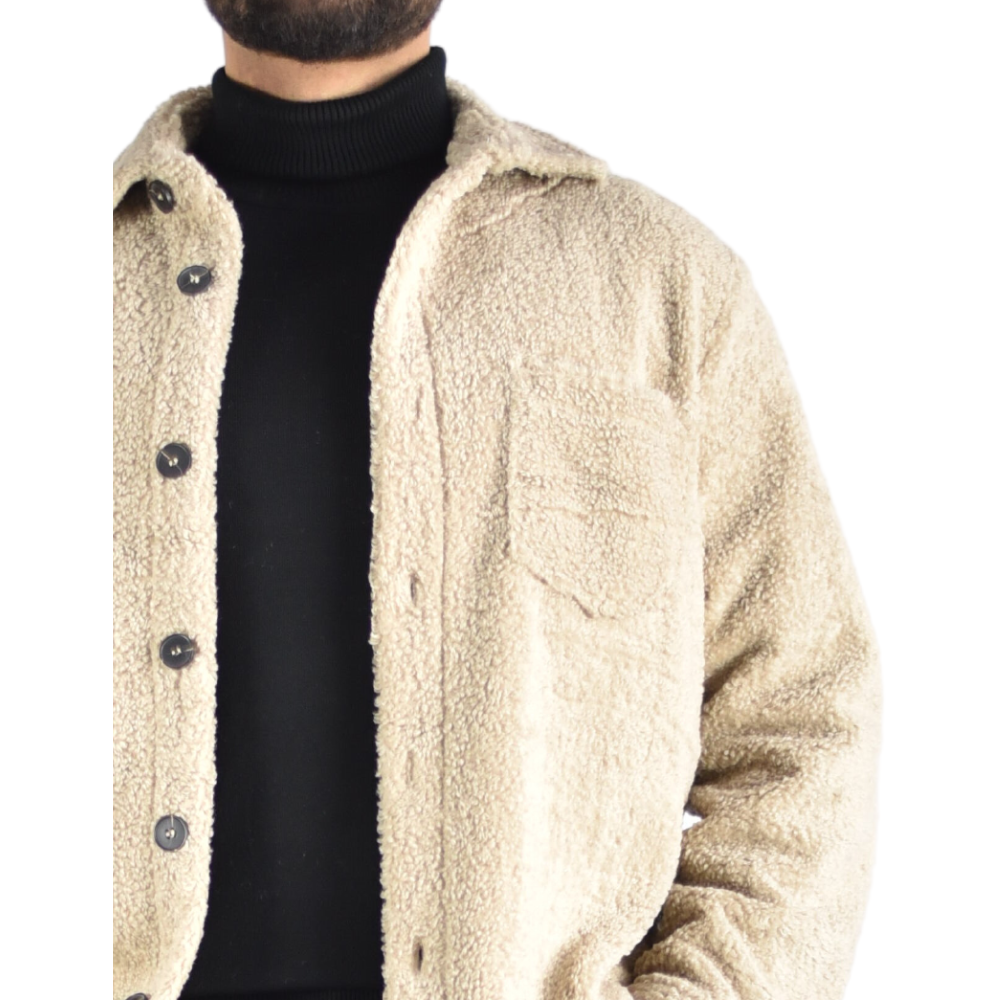Vest Wooly Overhemd in Beige